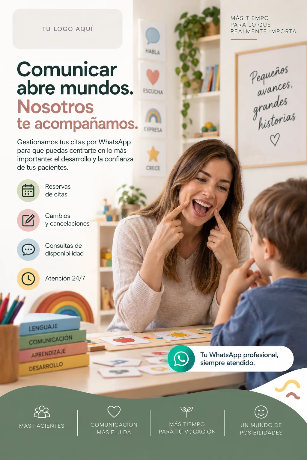 Profesional de logopedia atendiendo a una persona