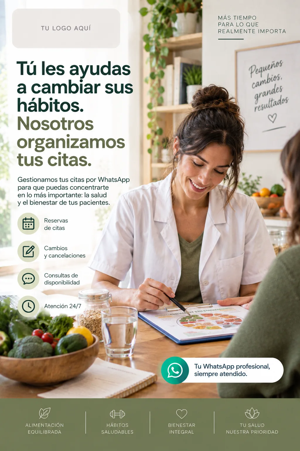 Profesional de nutrición atendiendo a una persona