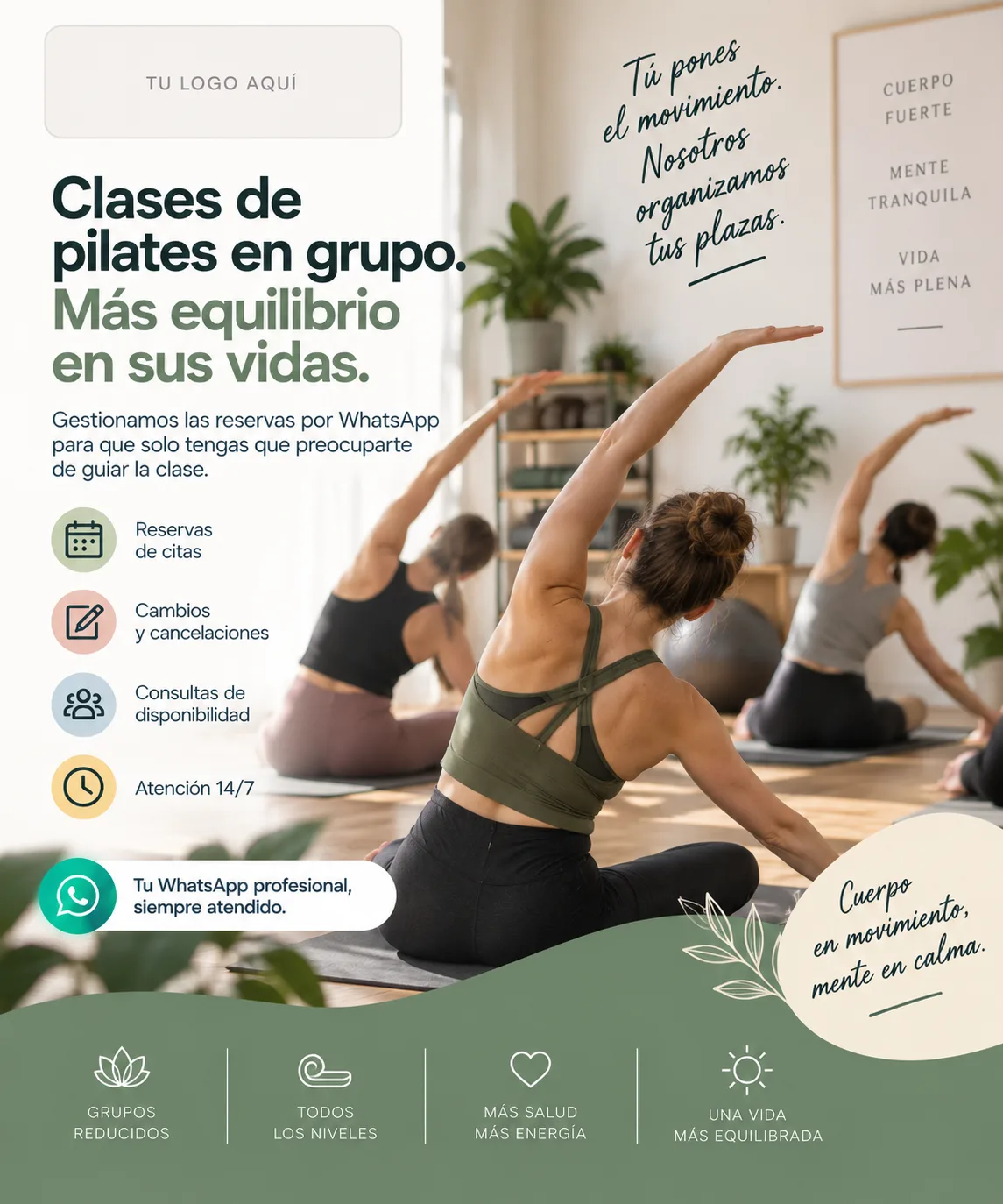 Profesional de pilates atendiendo a una persona