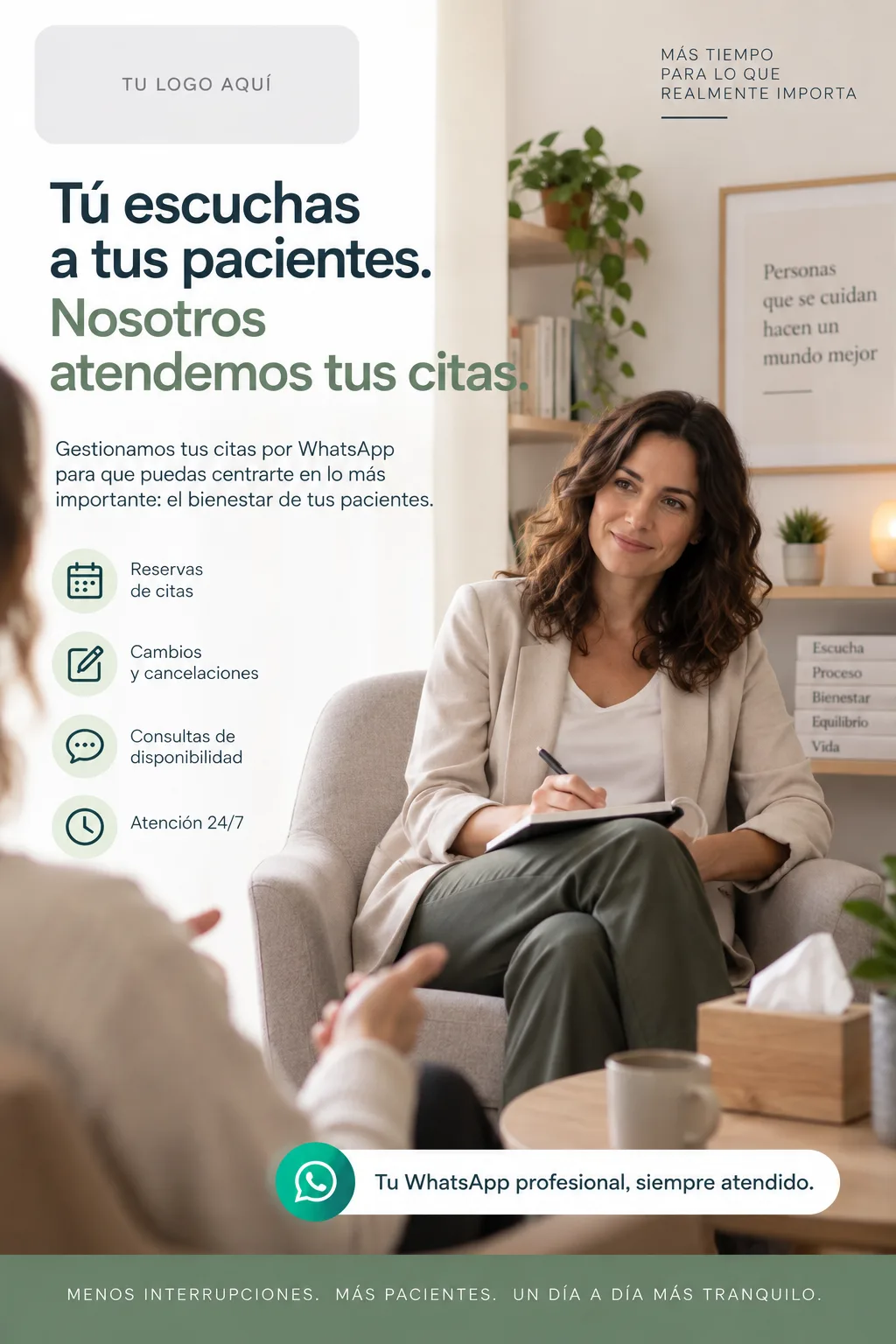 Profesional de psicología atendiendo a una persona