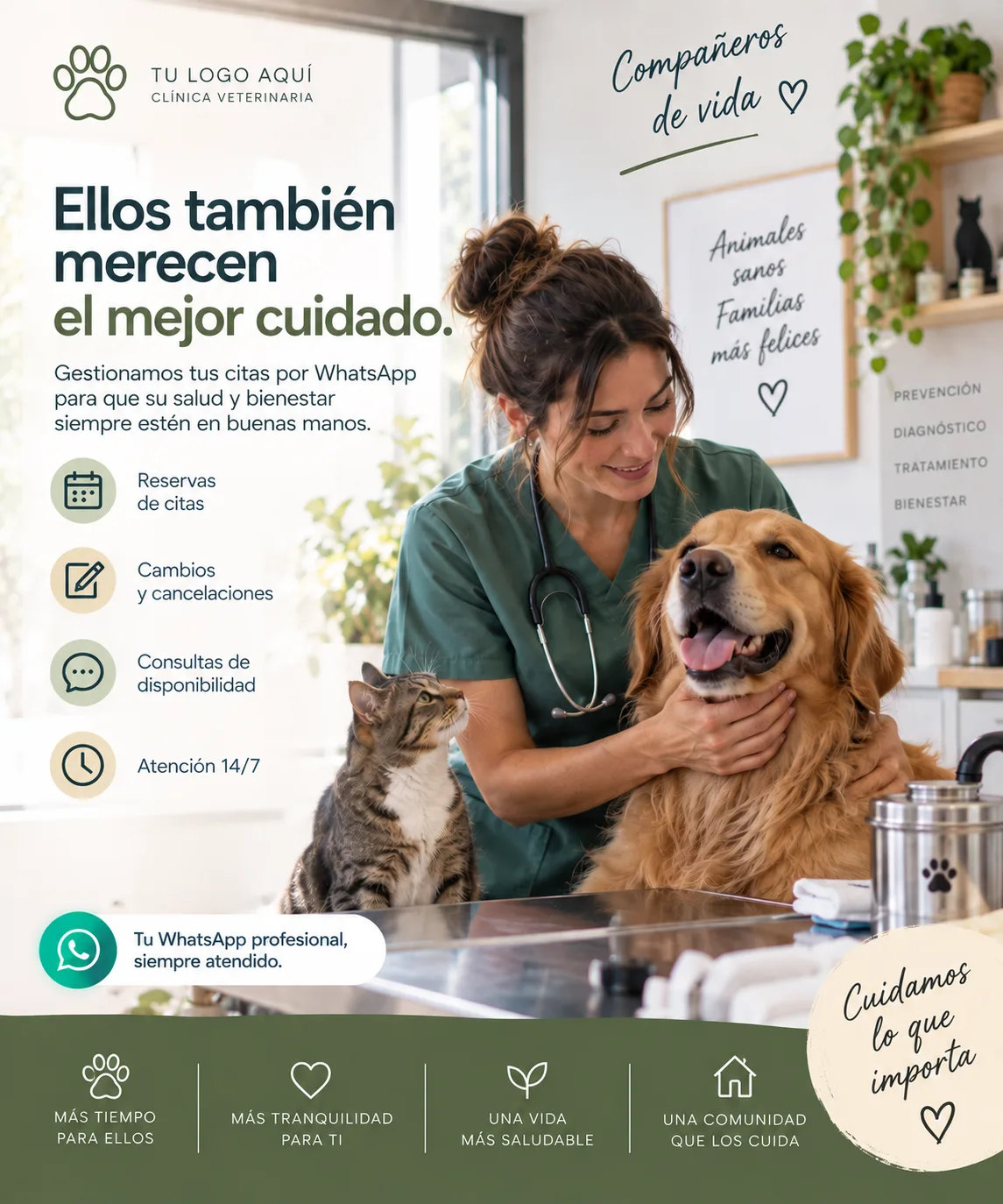 Profesional de veterinaria atendiendo a una persona